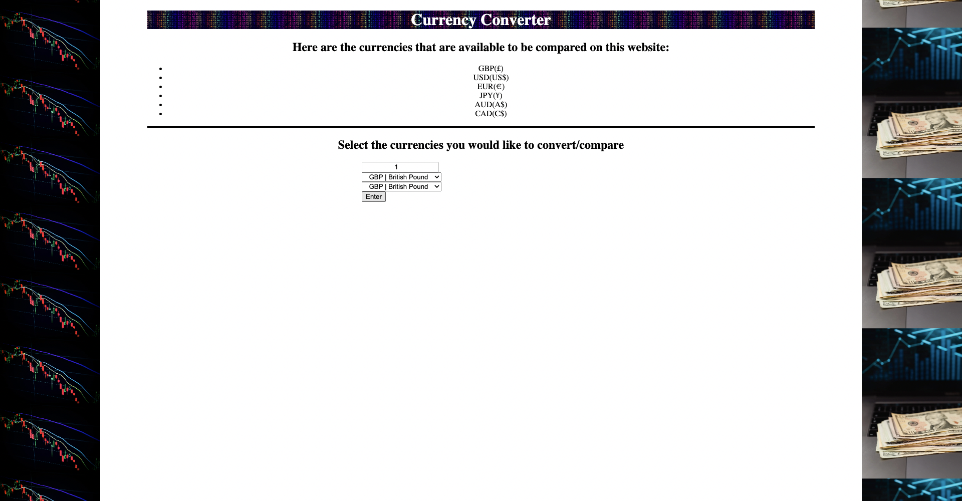 screenshot of currency converter project