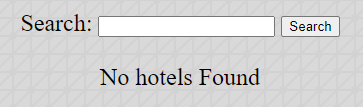 screenshot of hotel search page