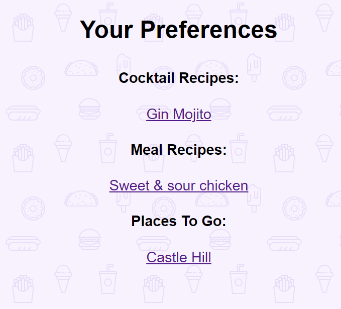 preferences page